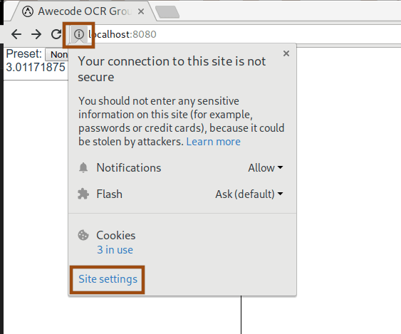 Chrome site settings panel